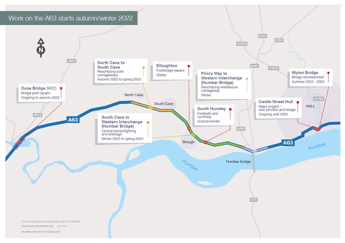 Map of A63 works